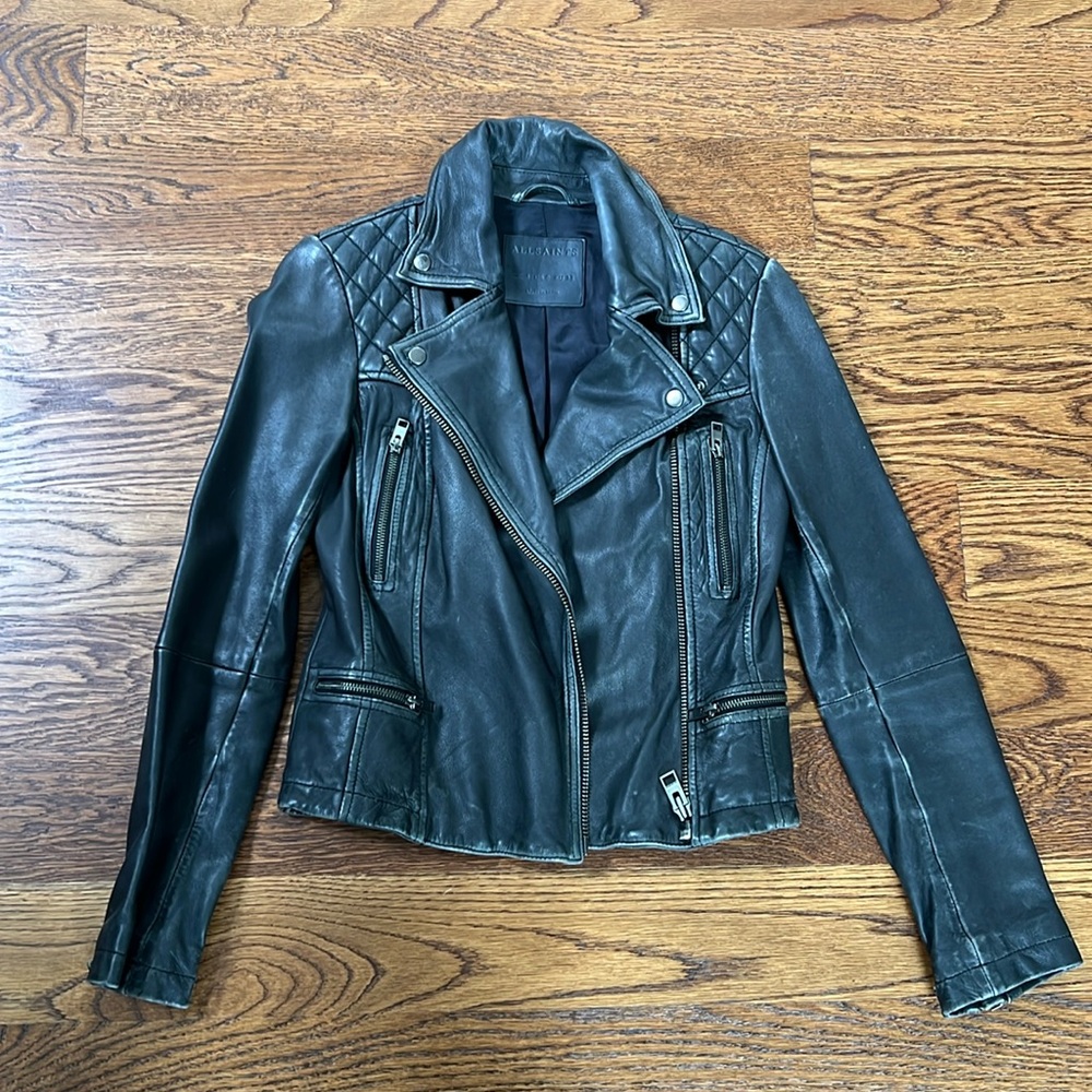 All Saints Cargo Biker Leather Jacket